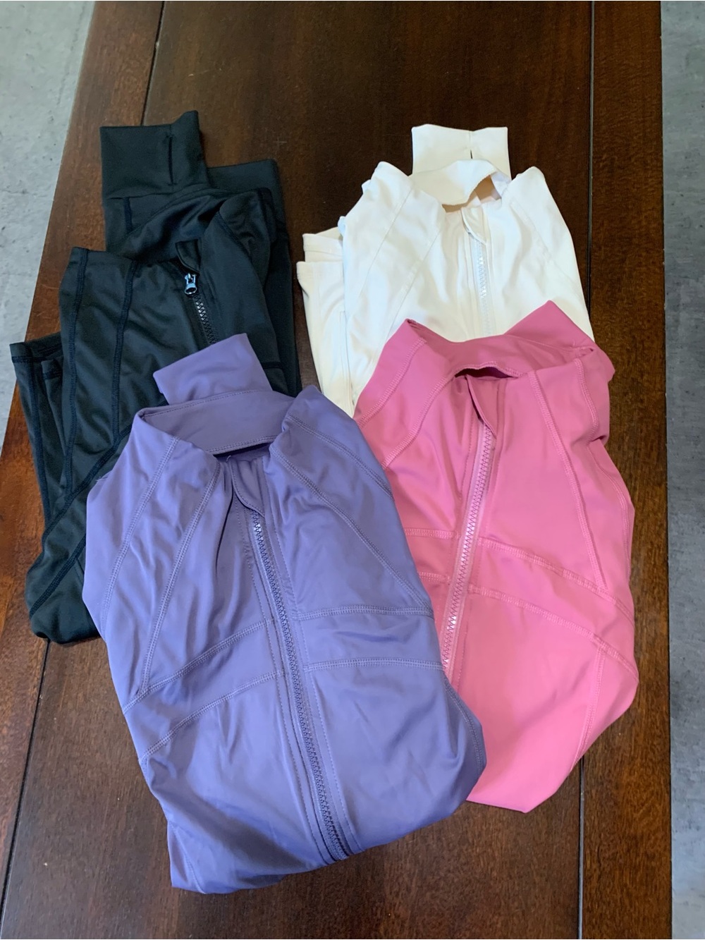 Set of 4 Athletic Jacket in Pink, Lavender, Black & Cream